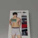 Lacoste mens Cotton Stretch Print Animation Boxer Briefs, 3-pack (Medium, Navy Blue/Dove Grey/Red)