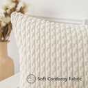 UGASA Soft Corduroy Decorative Pillow Cover 24x24 Inch Boho Striped Throw Pillow Cover Modern Home Decor for Sofa Living Room Couch Bed Cream White, 1 Piece