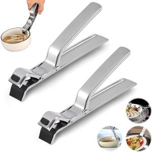 2PCS 2026 New Stainless Steel Hot Plate Gripper Clips, Upgrade Hot Plate Gripper Tongs, Multi-purpose Anti-Scald Bowl Holder Clip, Kitchen Utensil For Bowls Pans Dishes
