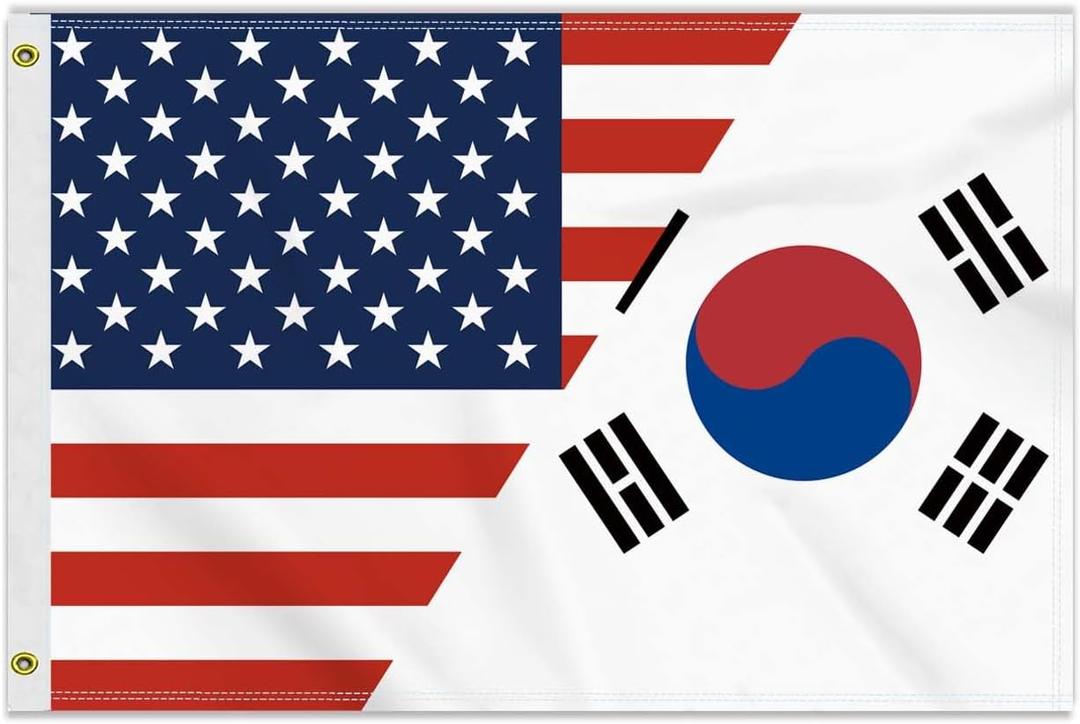 23 FT Korea America Friendship Flag,Medium 6090CM 150D Korean USA Outdoor Banner,Double Side Printing American Decor For Patio Garden With Brass Gromment