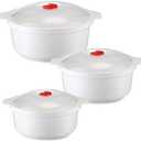 Microwave Ramen Bowl, Microwavable Bowls With Lids, Microwave Steamer with Handls, Bpa Free, Dishwasher Safe, Microwave Cookware for Kitchenware and College Dorms（3pcs）