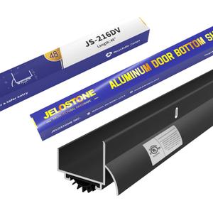 U-Shaped Aluminum Door Bottom Shoes with Drip Cap(Matte Black) 1-3/4"W x 1-5/16"H x 48" L - Fire Rated - Weather Stripping Seal for Exterior Doors, Vinyl Insert, JS-216DV