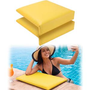 Novabright 2 Pcs Pool Seats for Edge of Pool Poolside Seating Mat with Soft Foam Pad Anti-Slip Cushion Waterproof Bath Seat Chair Poolside Accessories for Summer Outdoor Beach (Yellow,12 Inch)