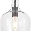 Seeded Glass Pendant Light Modern Black 1 Light Single Dome Pendent Lighting Fixtures for Kitchen Island Dining Room Hallway, Dia 9 Inch, E26, UL Listed