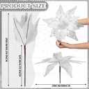 Soulchen 4 Pcs Large White Pearl Poinsettia Christmas Flowers Picks 11 '' Artificial Glitter Poinsettia Floral with Stem for Xmas Winter Tree Garland Vase Wreath Decoration Supplies