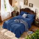 LBRO2M 1000 Thread Count 100% Cotton Sheets Set,King Size Bed Sheet 4 Piece Sets,Long Staple,16 Inches Deep Pocket,All Season,Bedding Super Soft Comforterble Breathable,Sateen (Navy Blue)