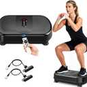 Vibrating Plate for Lymphatic Drainage, Vibration Plate Exercise Machine with Bluetooth & Silicone Pedal, Power Plate Vibration Platform for Weight Loss, Muscle Toning, with Resistance Bands