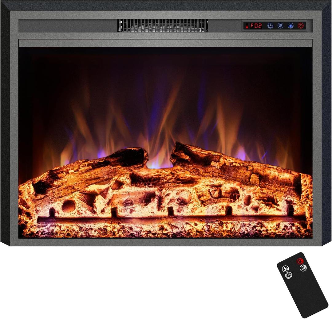 Electric Fireplace, Electric Fireplace Inserts, Recessed Fireplace Heater with Remote Control, Adjustable Flame Colors, Timer&Overheating Protection, 750/1500W, 35" W X 27" H