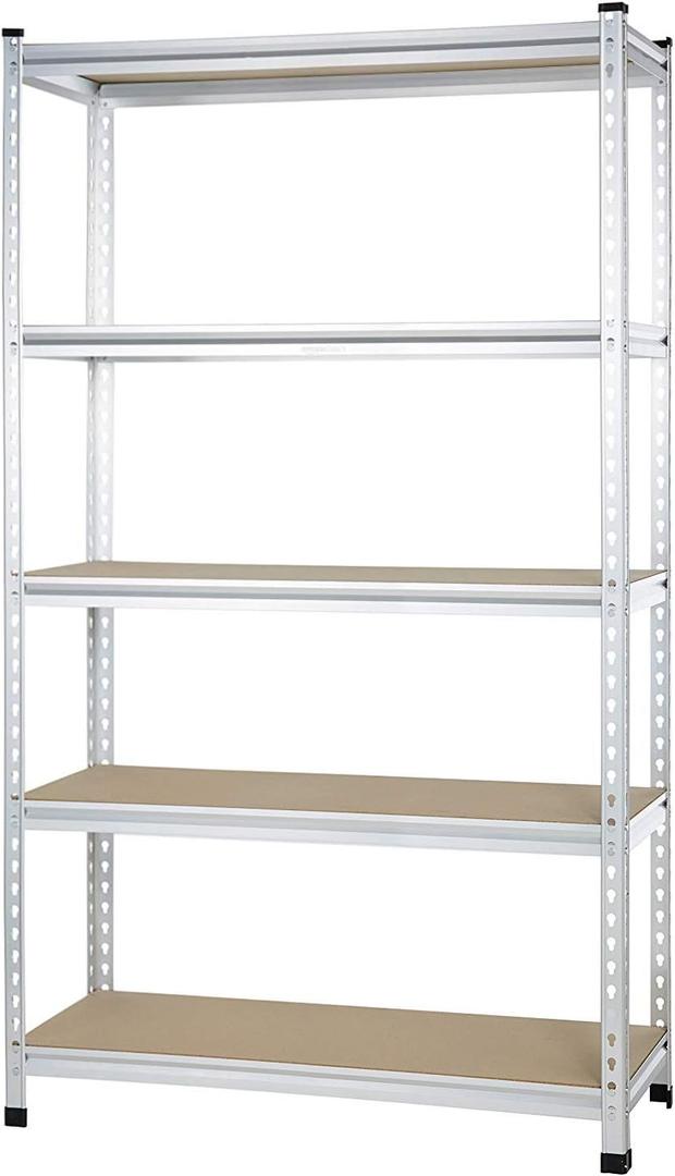 5 tier, Medium Duty Storage Shelving Double Post Press Board Shelf, Aluminum, 48 x 18 x 72
