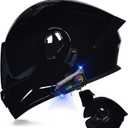 Motorcycle Bluetooth Modular Helmet DOT Approved Dual Visor Full Face Flip up Integrated Motorcycle Helmets Double Visor Helmet Built-in Dual Speaker Microphone Waterproof Adults Men Women, XL=(61-62CM) (Black)