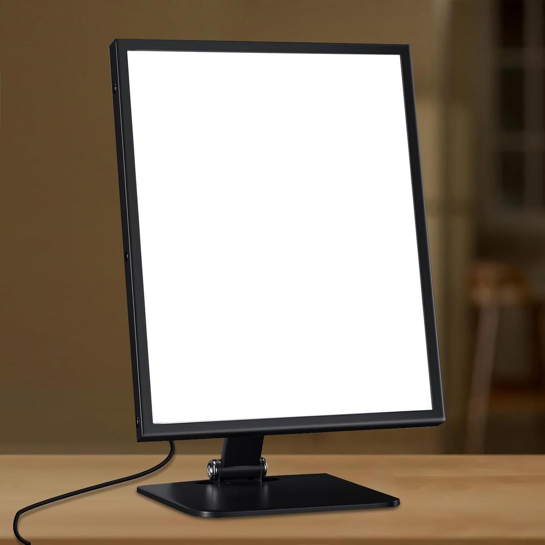 Light Therapy Lamp, UV-Free Happy Lamp 10000 Lux Desk Sun Lamp with Timing Mode & 6 Brightness & 3 Colors for Bedroom/Reading/Studying, Black