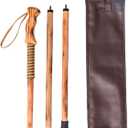 3-pc Detachable Hardwood Walking Stick Pine Handle with Compass (Nature Color, 55 Inches, 1 Piece)