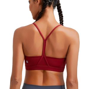 RUNNING GIRL Y-Back Sports Bras for Women, Medium Impact Wirefree Padded Bra Workout Crop Top Longline Sports Bra Push up (Red, XL)