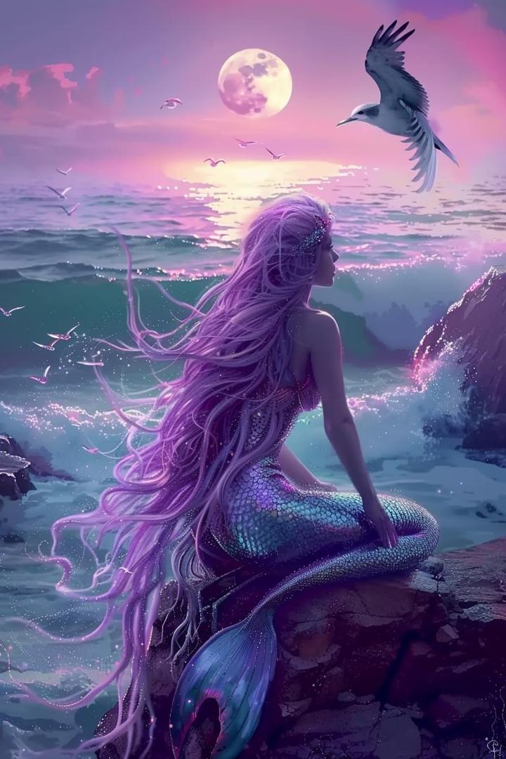 Movstrb DIY Sea Mermaid Diamond Painting Kit,Beautiful Diamond Art Kit for Adults and Beginners, Handmade Lovers Home Wall Decorative Art Paintings 12x16 Inch