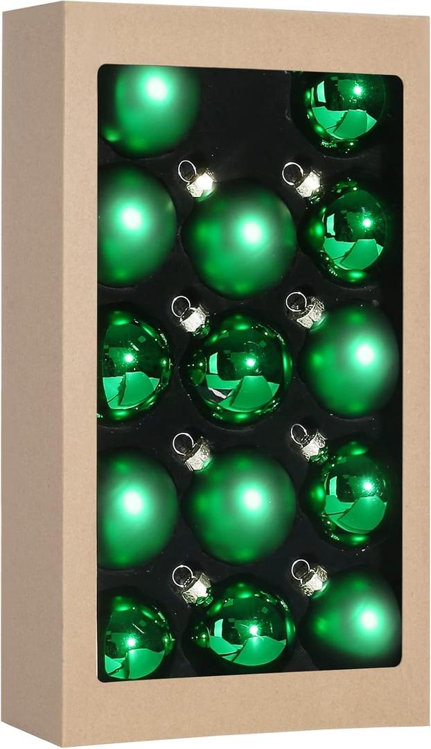 Suixing Christmas Glass Balls Multi Colors Included with Loop Set Festival Home Party Decors Xmas Tree Hanging Pendant 13PC 2.2In Dark Green