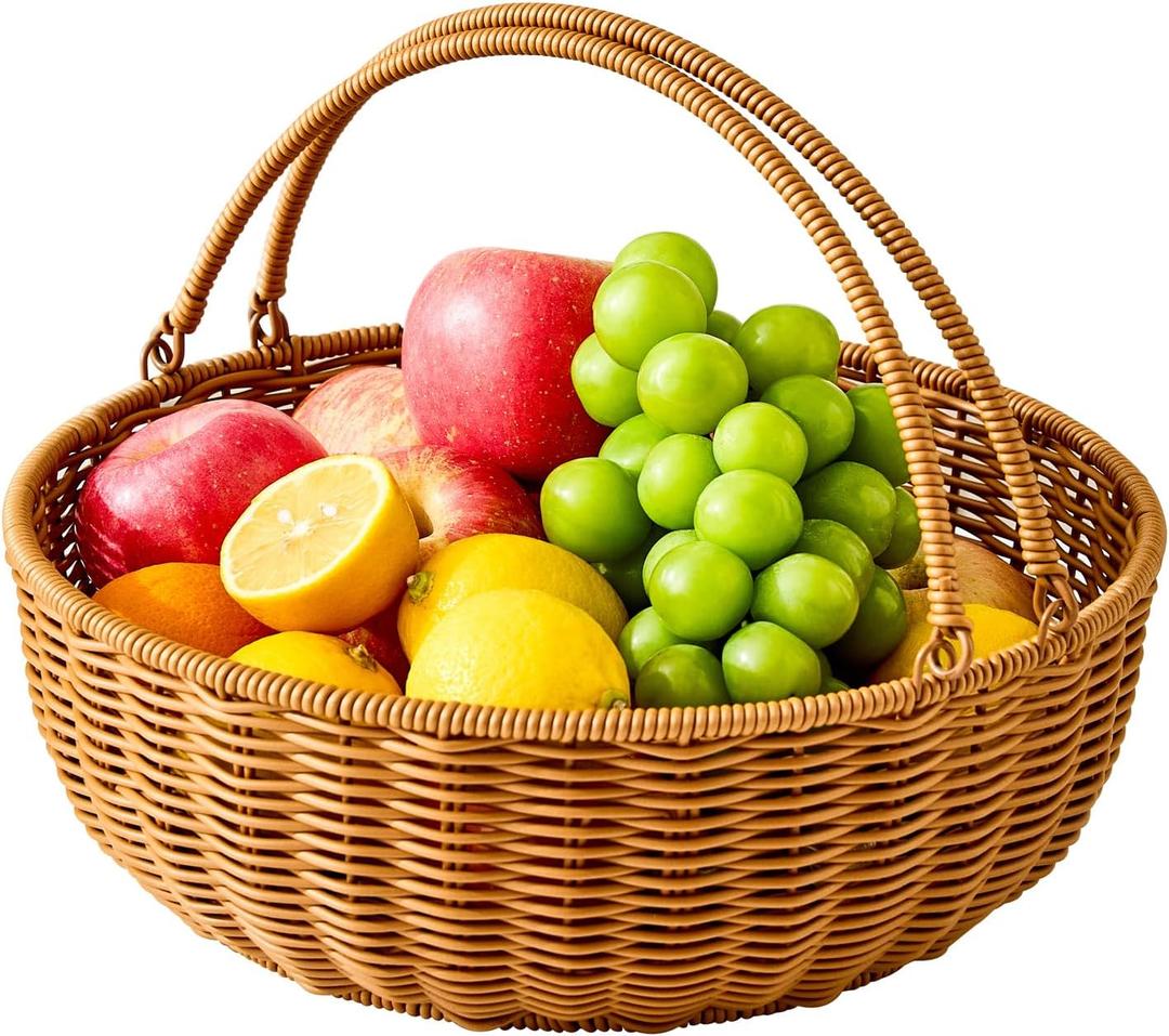Berdeng Fruit Bowl for Kitchen Counter, Large Fruit Basket with Handle, Suitable for Storing Fruits, Vegetables, Bread, Candys and Snacks