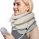 Neck Stretcher with Brace - Inflatable Cervical Traction Device for Neck Pain Relief, Adjustable Neck Decompression Tool with Breathable Fabric, Home Use Neck Traction Pillow (Gray)