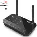 SIMOLIO 201D Bluetooth 5.2 Audio Transmitter for TV to 2 Wireless Headphone/Speaker, 197ft Long Range, Bluetooth Adapter for TV w/aptX Low Latency & HD, Qualcomm Class 1, AUX/RCA/Optical/USB