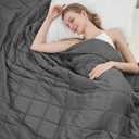 Weighted Blanket for Adults (20lbs, 48"x72" Twin Size) - Cooling Heavy Blanket for 130-220lbs with Premium Glass Beads - Soft Thick Big Blankets for All-Season Sleeping Comfort Breathable- Grey