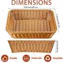 Eccliy 6 Pack Wicker Bread Baskets 15.8 Inch Woven Serving Basket for Gifts, Poly Wicker Storage Rectangle Rattan Display Trays for Bread Food Vegetables Fruit Snacks Tabletop Restaurant Home