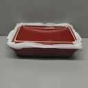 LOVECASA 4.5 Quart Ceramic Casserole Dish with Lid, 9x13 Baking Dish for Oven, Lasagna Pan Deep with Handles, Stoneware Bakeware, Oven & Dishwasher Safe, Gradient Red