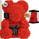 Large 16 Inch Rose Bear Flower Bear Gift Set with Luxury Gift Box, Handmade Artificial Rose Teddy Bear, Valentine Gift for Her, Anniversary, Birthday