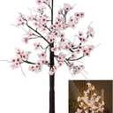 Uieke 4FT Cherry Blossom Tree, 48 Fairy Lights Artificial Lighted Tree for Home Inside Outdoor Spring Wedding Party Festival Decor, Warm White