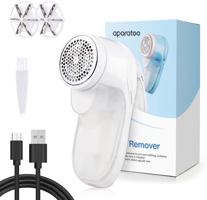 Fabric Shaver Lint Shaver, Lint Remover for Clothes, Electric Lint Remover Rechargeable Sweater Defuzzer Pill Remover with 3 Replaceable Blades, Suitable for Clothes, Jumpers, Furniture, Wool