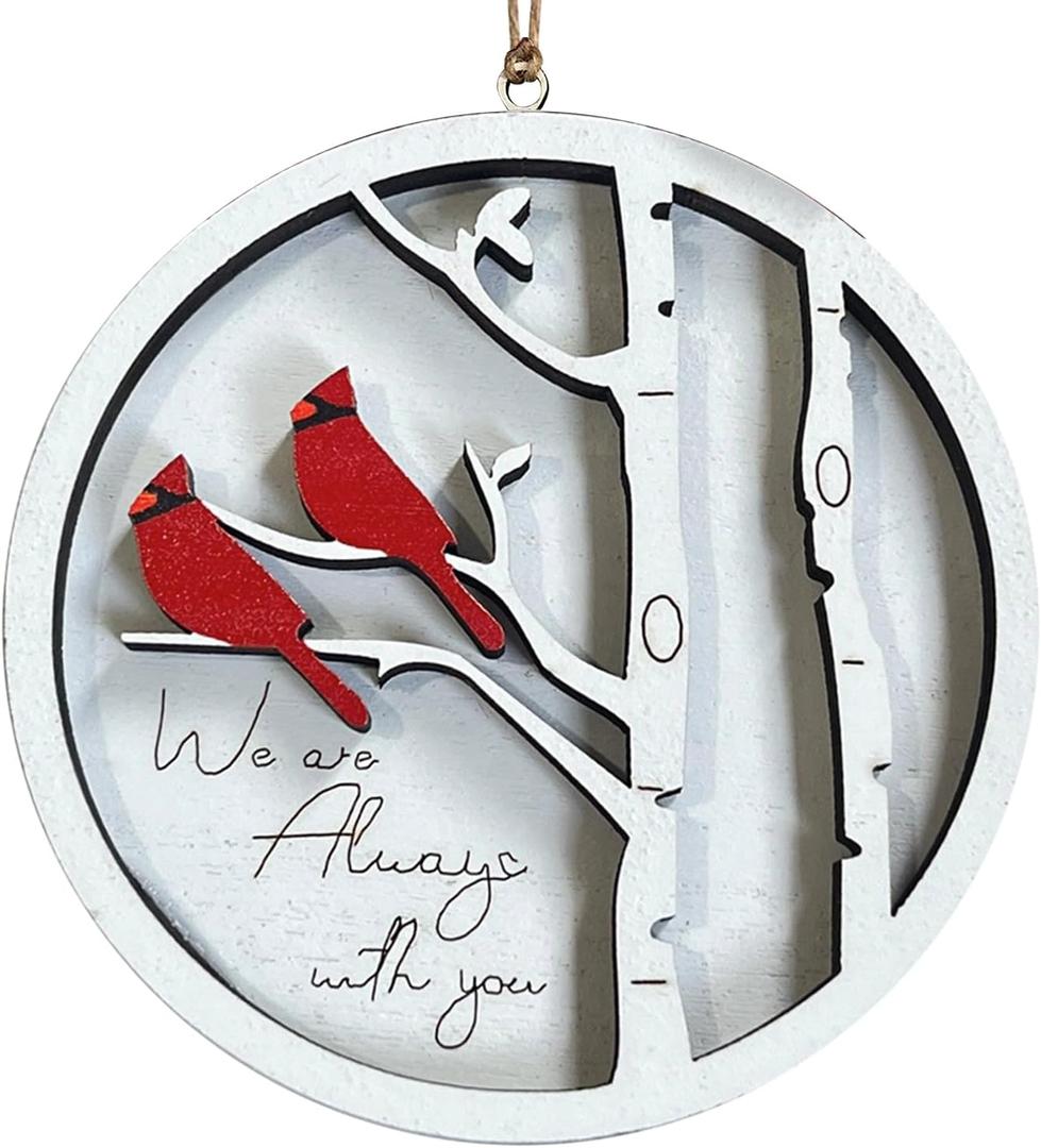Wooden Cardinal Christmas Ornaments, Hanging Memorial Christmas Decorations, We are Always with You Cardinal Gifts, Sympathy Gifts for Loss of Loved One, Bereavement Gift Ideas, Sympathy Gift