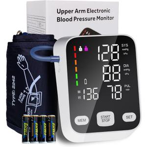 Upper arm Blood Pressure Monitor, 6-Inch Large Backlit Display, Accurate Reading, One-Button Operation, 2-User Mode with 199 Memory Records, Pulse Rate Detection, Blood Pressure Monitors for Home use