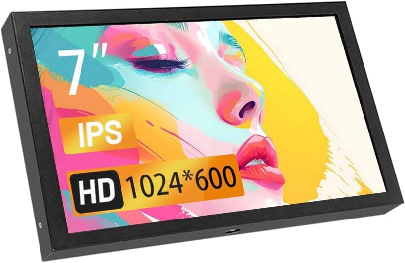 7 Inch TYPE-C/DC/AV/VGA HDMI display LCD 1024*600 High Resolution for Raspberry Pi 4/3 Model B/3B+/BB BLACK/Banana Pi,Work as Computer Monitor for Windows 10/8.1/8/7 HDMI Monitor for DVD/TV