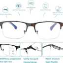 Multifocus Reading Glasses Men Bifocal No Line Progressive Multifocal Reader Blue Light Computer Frame Eyeglasses 2pk