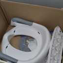 Forbena Potty Training Toilet Seat with Step Stool Ladder, Toddler Kids Potty Seat for Boys Girls, Non Slip Foldable Toilet Training Seat with Soft Cushion, Comfortable Handles (White-Grey)