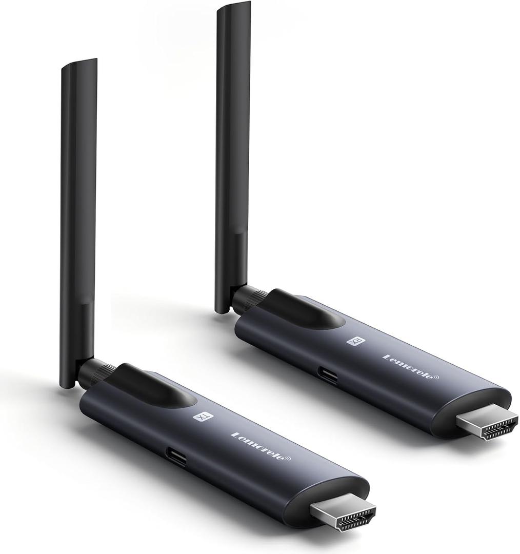 Lemorele Wireless HDMI Transmitter and Receiver, Aluminum Alloy Deep Gray, 5Ghz up to 656ft, 1080P 60Hz, Plug and Play with TuTuPlay App Monitor, for Security, Streaming, Home Theater, PC/TV. 1TX+1RX