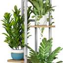 LINZINAR Plant Stand Indoor 4 Tier 5 Potted Multiple Plant Shelf Stands for Garden Corner Balcony Living Room White