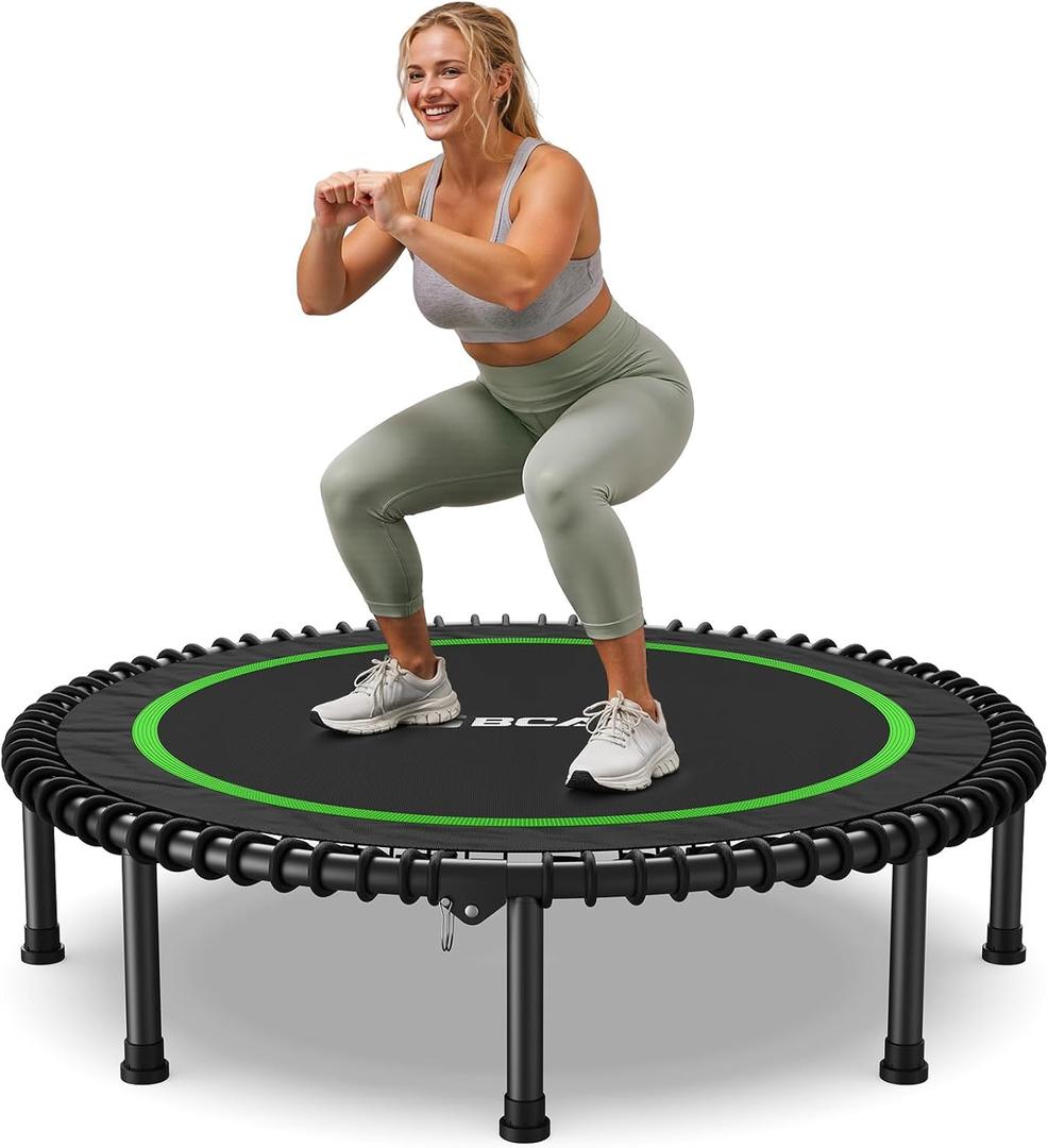 BCAN 550LBS Mini Rebounder Trampoline for Adults, 48" Foldable Fitness Trampoline with Bungees, Quiet & Stable Exercise Trampoline Indoor/Home/Garden (BT2, Without Handle)