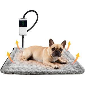 PatiencET Heated Cat Pad 18"x18"  Cat Heating Pad with 6-Temp & 5-Timer, Chew-Proof Steel Cord, Washable Warming Mat for Kittens, Small Dogs, Crate & Sofa