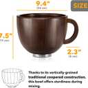 SpaceAid Wooden Bowl with Handle, Kitchen Space Aid Acacia Wood Mixing Bowls Holder for Stand Mixer, Compatible with 4.5 & 5 QT Tilt-Head Models Kitchen, Natural Wood, Large