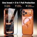 [Tri-Shield Protection] for iPhone 17 Pro Case with 360° Spin Stand Compatible with MagSafe [Magnetic CD Ring] [Screen & Camera Lens Protector] Shockproof Plating Never-Yellowing, Cosmic Orange-6.3"