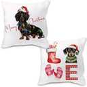 Nvotell Dachshund Christmas Pillow Covers 18x18, Dachshund Gifts for Women, Merry Christmas Decor, Living Room Bedroom Decor, Set of 2