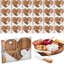Patelai 24 Set Bridal Baby Shower Favor Heart Cheese Board with Knife, Wood Mini Charcuterie Board Thank You Gift Box for Guest Bridal Baby Shower Prize Wedding Valentines Birthday (Acacia Color)