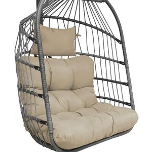 Enipate Outdoor Hanging Egg Chair Cushion, Water-Resistant Tufted Swing Basket Chairs Cushion Pads with Headrest Pillow