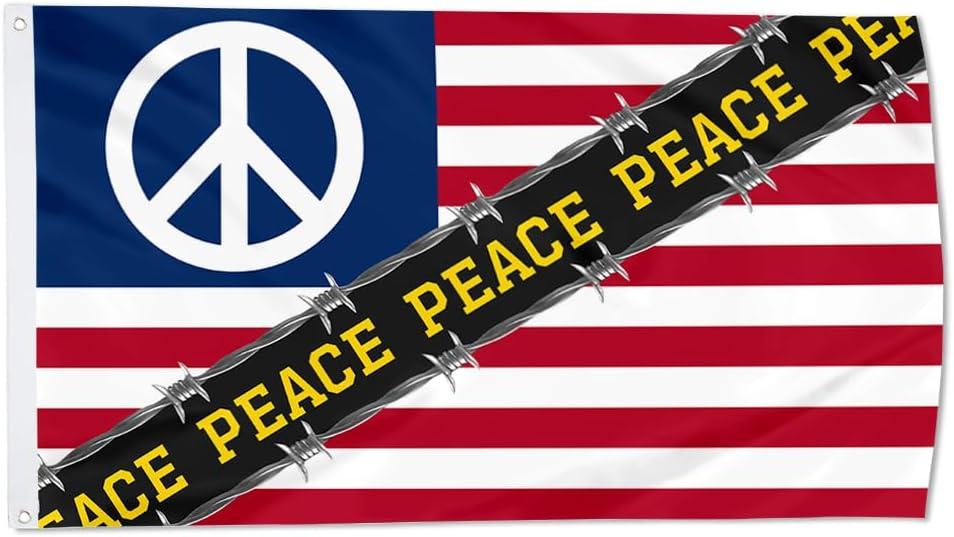 Stand For Peace American Flag Pray For World Peace United States Flag Banner Outdoor Indoor Decoration Flag 3x5Feet Double Stitched Polyester with Brass Grommets (Stripe)