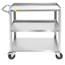 Treshin 3 Tier Stainless Steel Utility Cart Commercial Heavy Duty Rolling Cart Food Storage Service Trolley with Handle and Wheels for Kitchen Restaurant Hospita Lab and Hotel 16.5"W x 27.6"L x 31.9"H