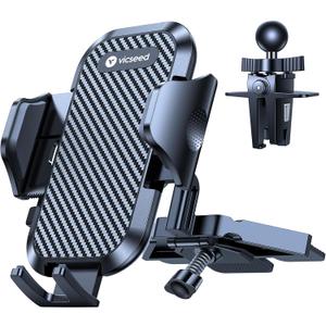 VICSEED Military-Grade Sturdy Car Phone Holder Mount, Upgraded Anti Shake Metal CD Slot & Air Vent Thick Case Friendly Phone Mount for Car Fit for iPhone 17 16 15 Samsung All Phones - Classic Black