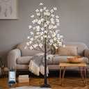 6FT Lighted Dogwood Tree 120 LED Artificial Flowers Tree with Lights for Decor Inside and Outside Home Patio Wedding Festival Christmas Decoration Warm White