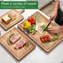 Acacia Wood Cutting Board Set of 3 Non-Toxic & Pre-Oiled Cutting Boards for Kitchen, Chopping Boards with Holder, Juice Groove, Reversible Serving Board, Labeled Icons for Meat Cheese Vegetables