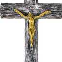 NCPLYGOU Crucifix Wall Cross, Catholic Cross for Wall with Metal Hook, Layered Wood Like Resin Crosses Wall Decor for Church Office Home Baptism, Jesus Wall Art Christian Gifts