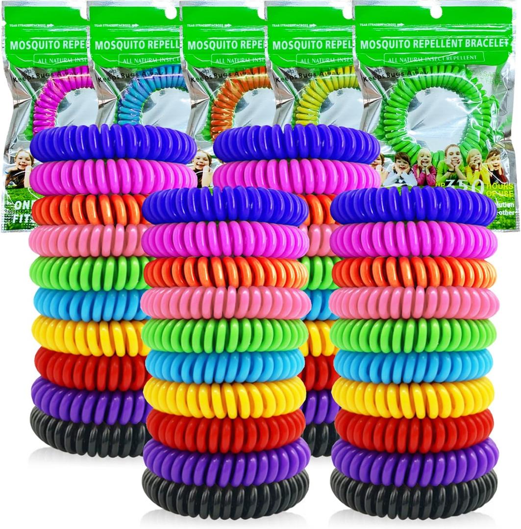 40 Pack Mosquito Repellent Bracelets, Individually Wrapped DEET-Free Insect & Bug Repellent Wrist Bands for Kids & Adults Outdoor Camping Fishing Traveling