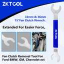 ZKTOOL Fan Clutch Wrench Set,32mm & 36mm Clutch Fan Tool Wrench,Water Pump Pulley Holder Removal Tool For BMW, Ford, GM, dodge,Chevrolet,jeep Fan Clutch Removal Kit,Water Pump Holder.